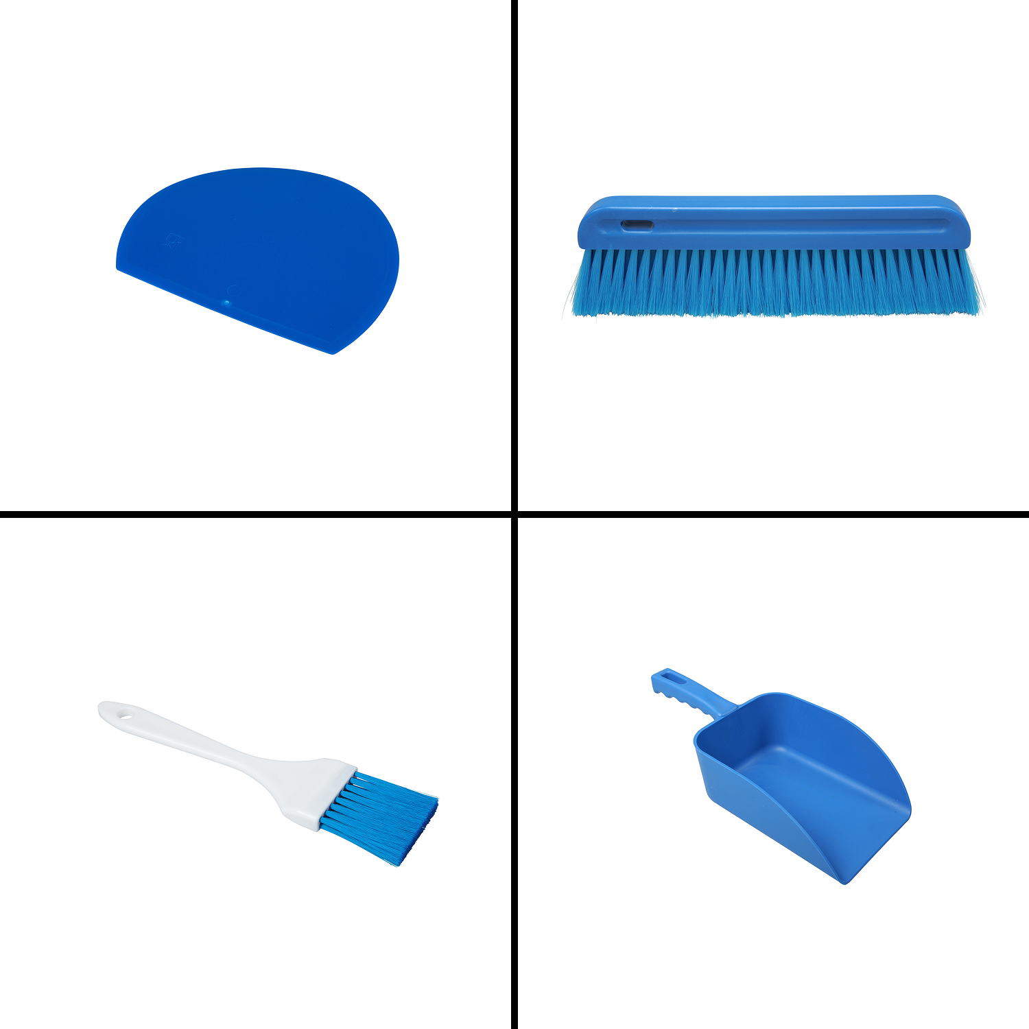 Bakery Essentials Bundle – Dough Scraper, Flour Brush, Glazing Brush & Hand Scooper - Blue